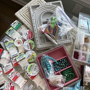 Beading Supplies with Turquoise & Green Beads
